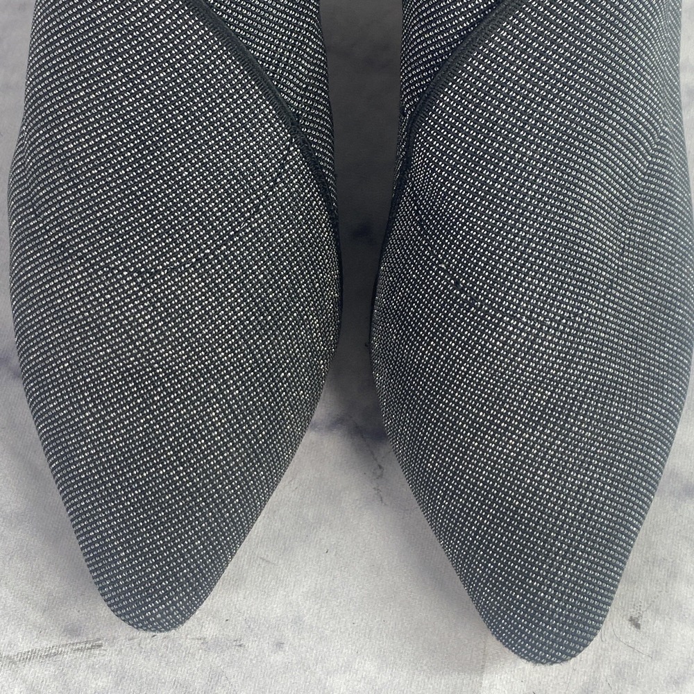 Sesto Meucci 5.5M Kitten Heel Pumps‎ Pointed Toe Black Silver Stretch Scalloped - Picture 11 of 11